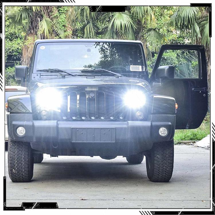 7" 80W LED High/Low Beam Headlight with DRL for Jeep Wrangler, Harley, Hummer.