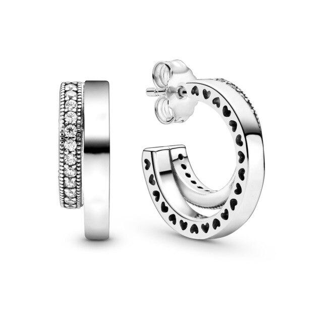 925 Sterling Silver Hoop Earrings For Women Heart Ear Hoops Real Silver 925 Jewelry Original Brand Jewelry