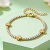 Delicate Tennis Chain Flower Bracelet for Women, Stainless Steel Four-Leaf Clover Zircon Bracelets,Trendy Charm Jewelry Gift