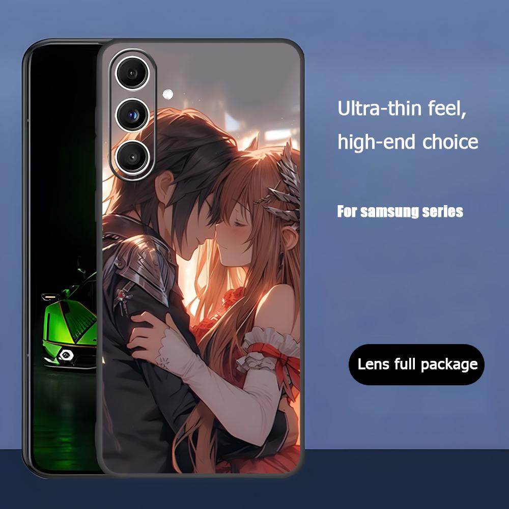 Крутой чехол для телефона Sword Art Online в стиле аниме для Samsung Galaxy S25 S24 S23 S22 S21 S20 Plus Ultra Note20 Мягкий черный