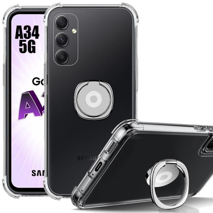 Case - BOOLING - for Samsung Galaxy A34 5G - Slim Silicone - Transparent - Adjustable Stand