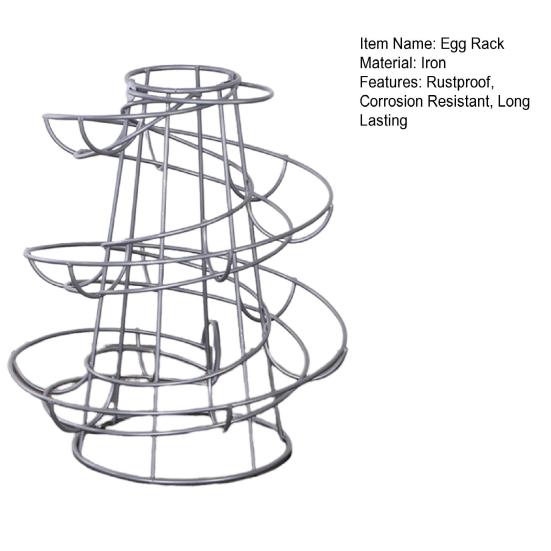 Egg Holder Spiral Storage Rack Rustproof Corrosion Resistant Hollow Bottom Design Egg Storage Shelf Dispenser