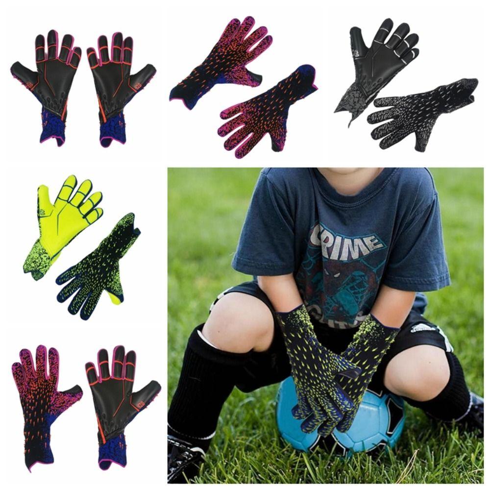1 Pair Rubber Kids Goalie Gloves Anti-Slip Goalkeeper Gloves Latex Goalkeeper Gloves Play Football
