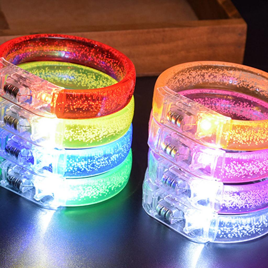 2pcs Light Up LED Bracelets Flashing Glowing Wrist Band Blinking Bangle Party Fun&