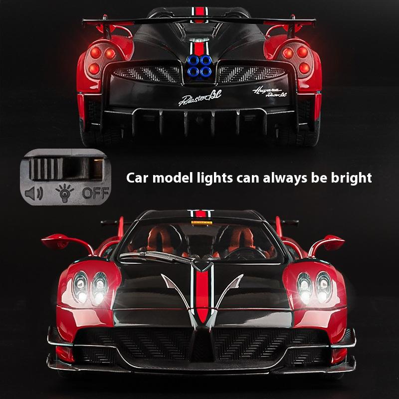 1/18 Модель спортивного автомобиля Pagani Huayra Cool из сплава, Имитация деталей интерьера, Крутое освещение и звуковые эффекты, Изысканные настольные украшения