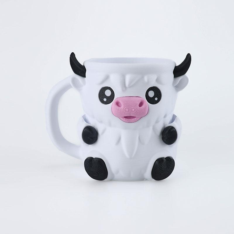 New Creative Cute Cow Cup Cow Shaped Ice Cream Cup With Snack Drawer And Handle High Beauty Reusable Mug  Birthday Present