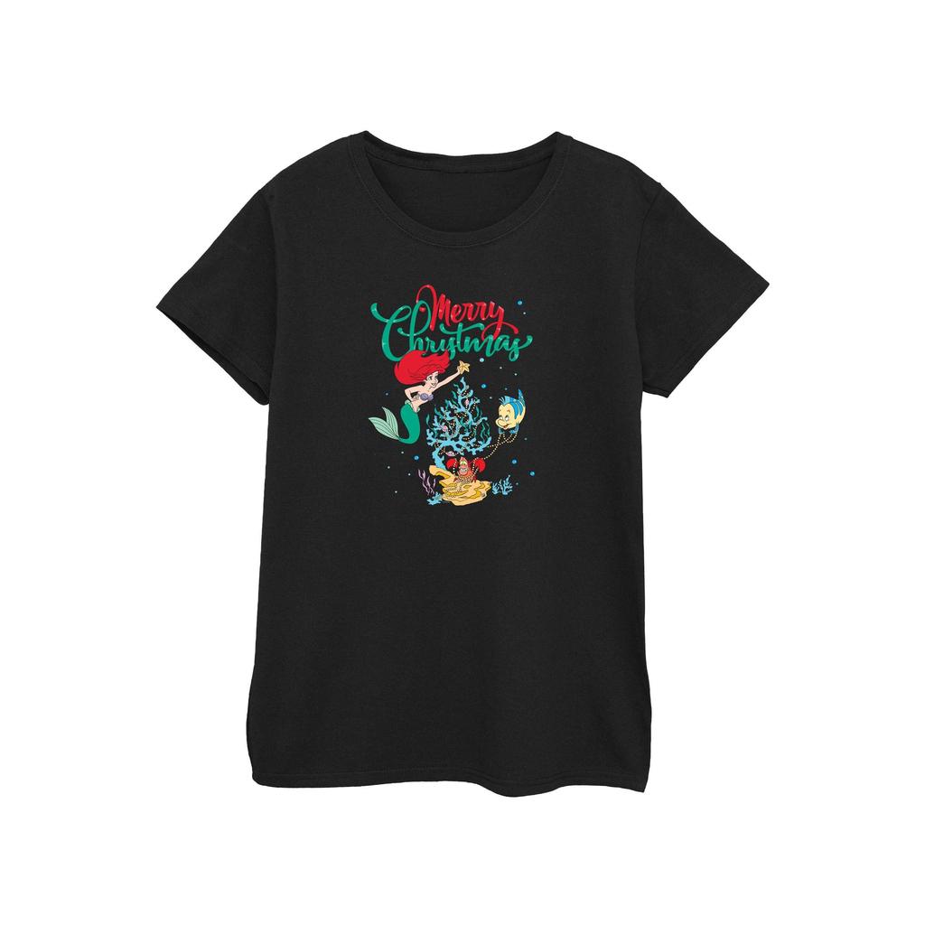 Disney Womens/Ladies Princess Ariel Merry Christmas Cotton T-Shirt