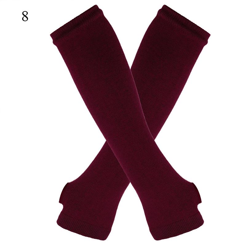 Полосатые унисекс перчатки с половиной пальцев длинные женские перчатки для девочек перчатки на руку теплые вязаные напульсники локтевые варежки теплая манжета