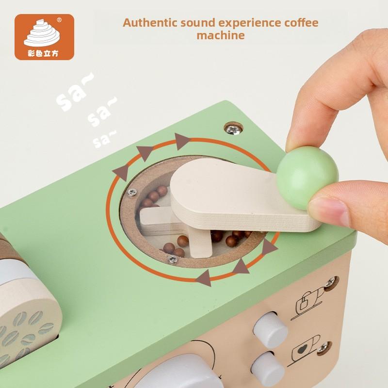 Children's Simulation Interactive Wooden Boy Girl Wooden Kitchen Mini Coffee Machine Toy Imulation Kitchen Toys Pretend Play