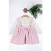 Baby Girl Vintage Lace Collar Salopet Ribbed Dress
