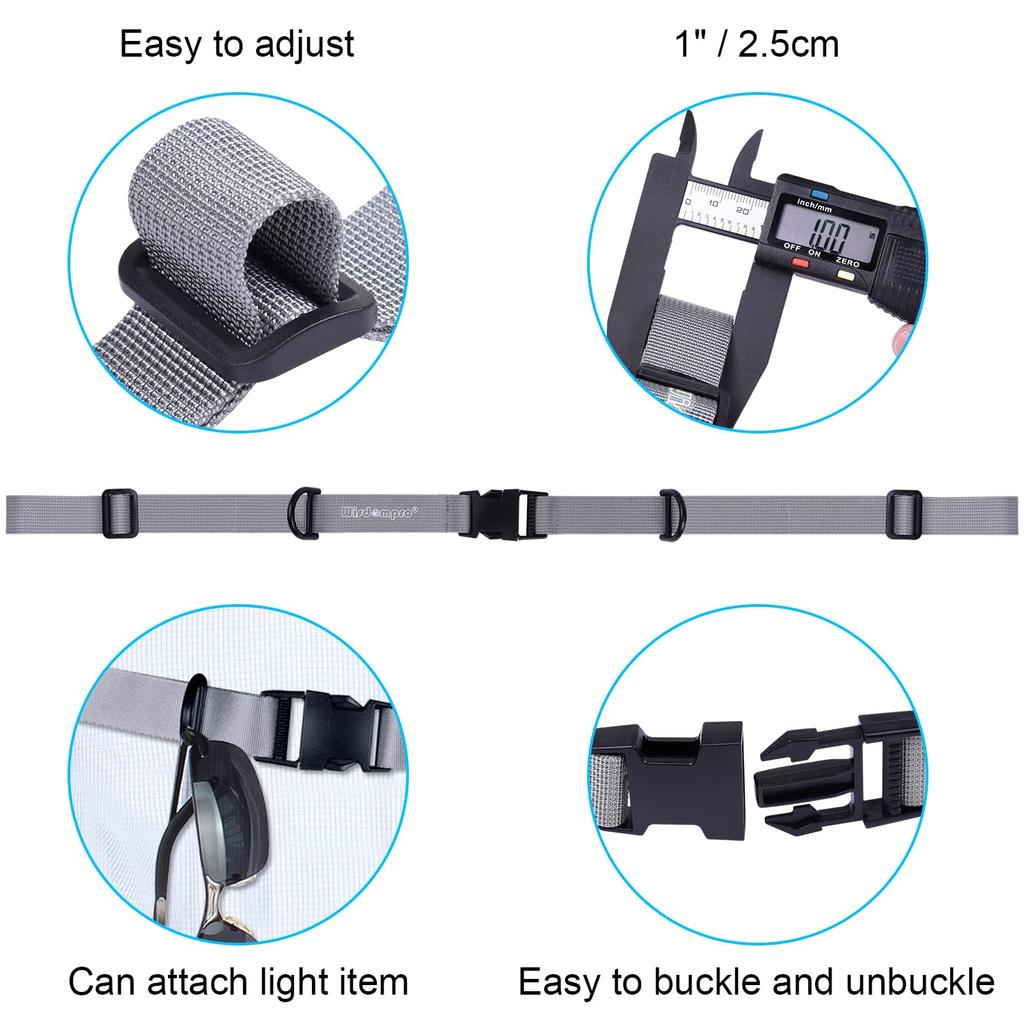 Wisdompro Chest Strap, Backpack Anti-Slip Belt, Пряжка, Регулируемый, BackpackRucksack Band, Фиксация плечевого ремня, Серый, Набор из 1 шт.