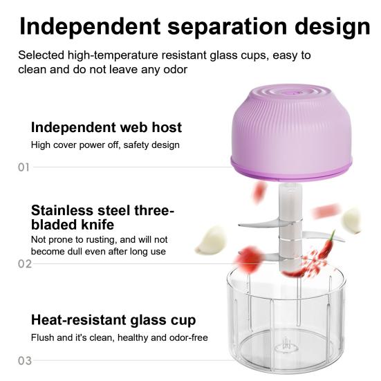 Electric Mini Garlic Chopper USB Meat Grinder Easy To Clean Compact Portable Garlic Ginger Crusher Kitchen Tool