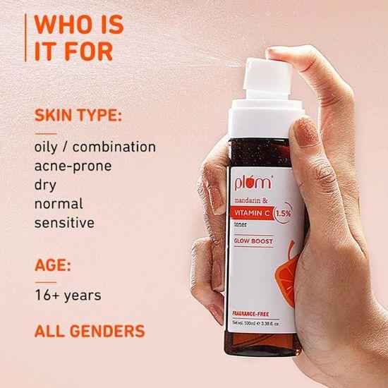 Plum Vitamin C Toner with Mandarin & Kakadu | Alcohol-free Toner | For Glowing Skin | Women & Men | 100% Vegan | 100 Ml