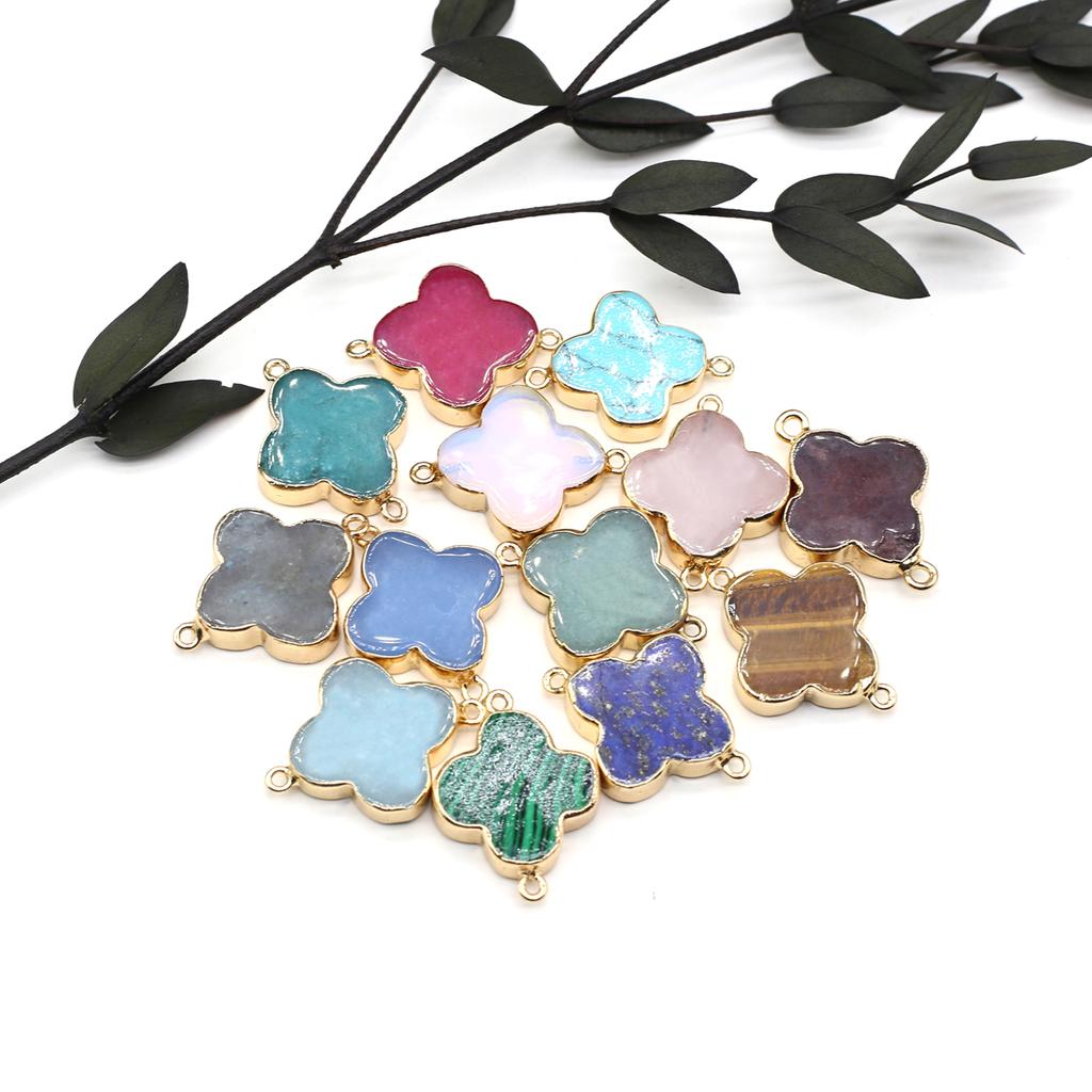 Necklace Connector Natural Stone Lapis Lazuli/Labradorite Quadrangle Connector For Jewelry Making DIY Necklace Bracelet Accessor