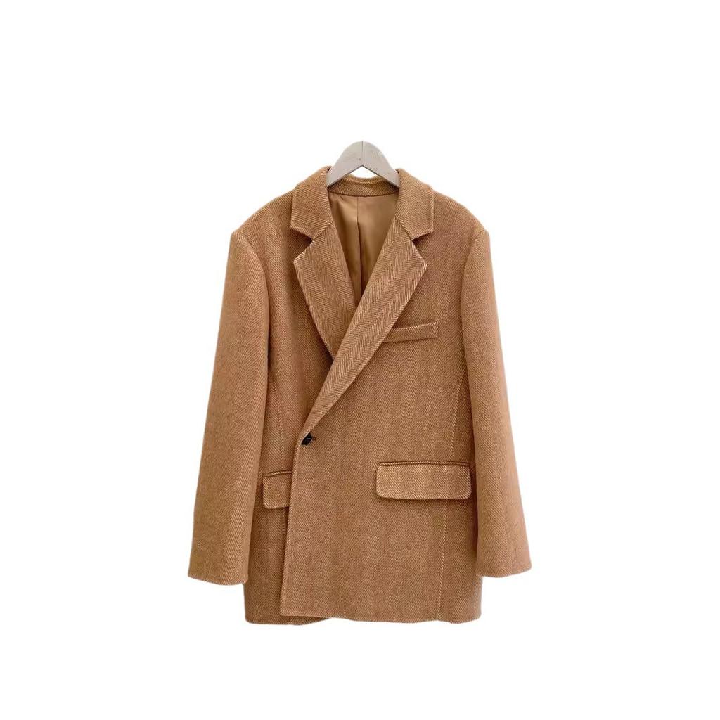 Daily Commuter Suit Short Double-sided Wool Coat Coat Autumn and Winter Loose Women's Character Pattern