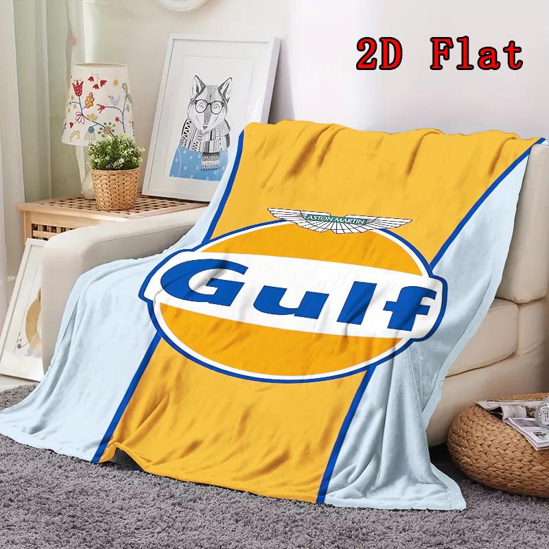 Vintage Gulf Oil Logo 2D Flat Pattern Flannel Blanket High quality All Seasons Warmth and Comfort Perfect for Christmas Gifts.MMT0918209
