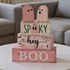 Halloween Ghost Sign Table Decor Coffee Ghost Wooden Sign Halloween Tiered Tray Decor Centerpiece Block Display Decorative