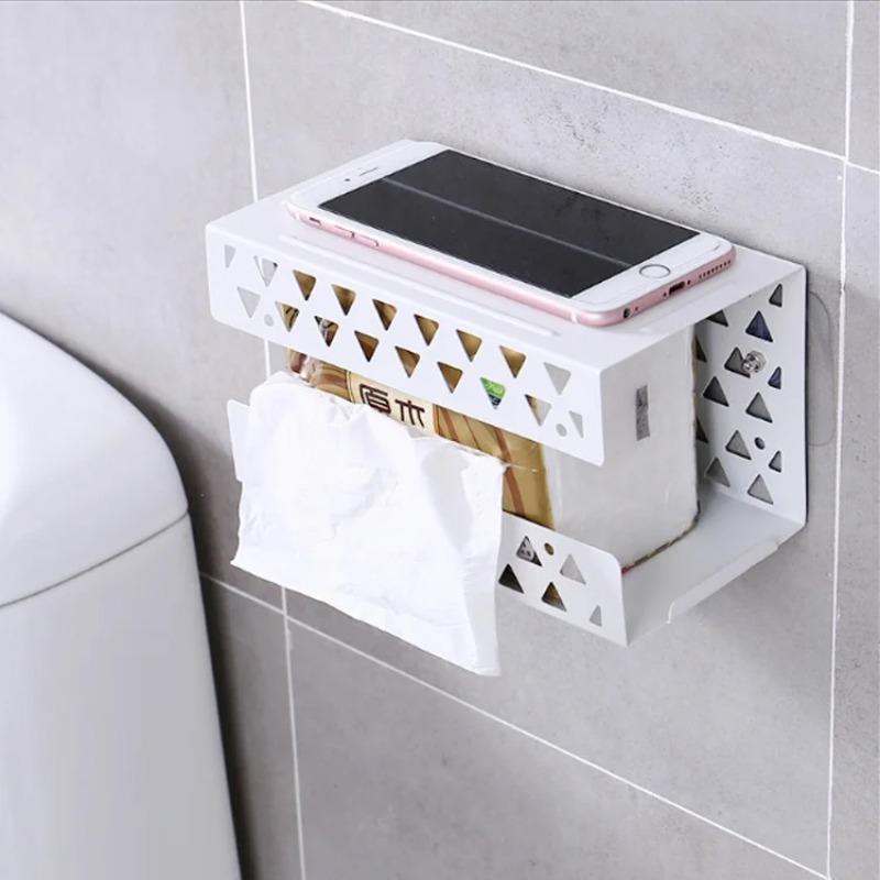 Полый держатель для туалетной бумаги, стеллаж для хранения, креативная настенная многофункциональная многофункциональная без дырокола из кованого железа