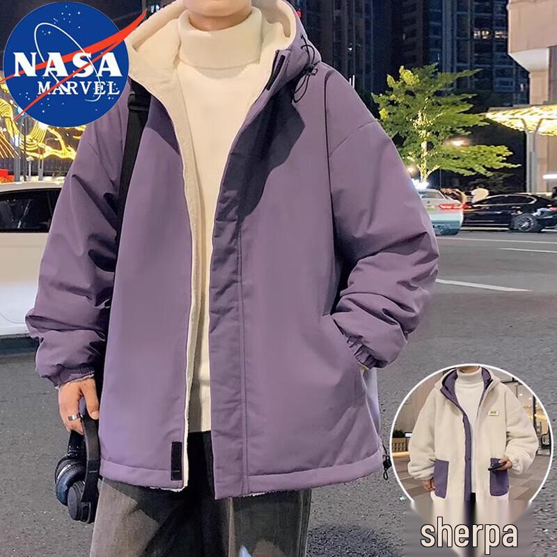 NASA MARVEL Winter Hooded Puffer Jacket with Fleece Lining