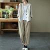 Women's Jacket Spring Cotton Linen Blazer Solid Color Long Sleeve Fashion Casual Coat