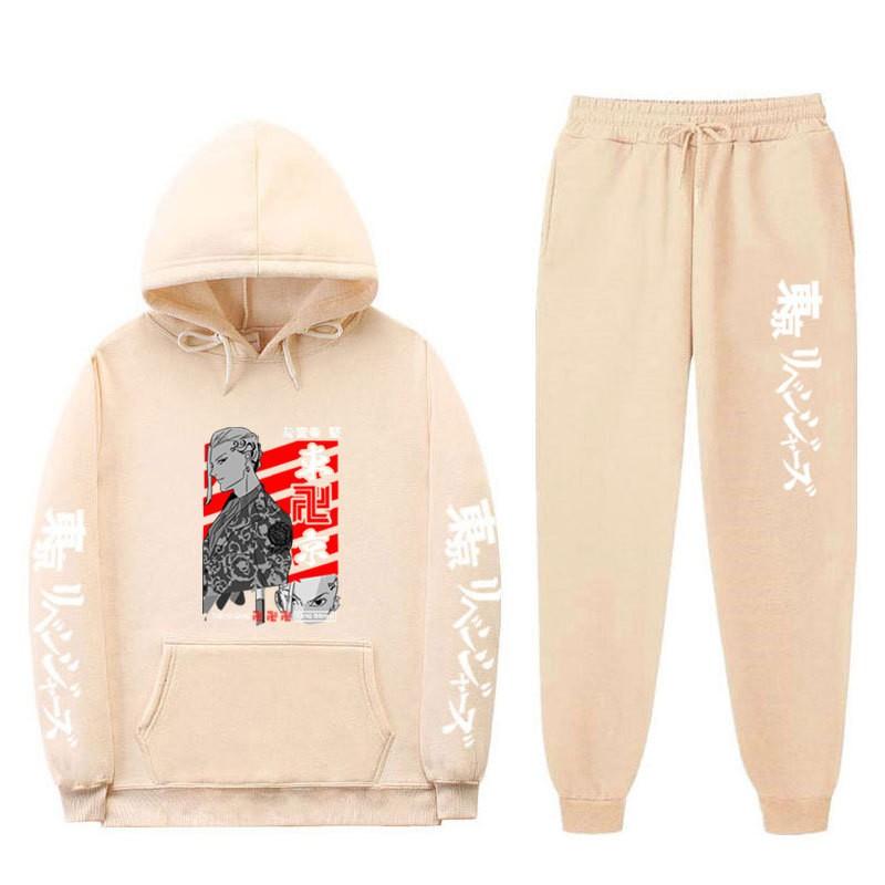 Мужской оверсайз комплект из худи и брюк Streetwear с мультяшным принтом, свободный крой, утепленный флисом, повседневный спортивный костюм