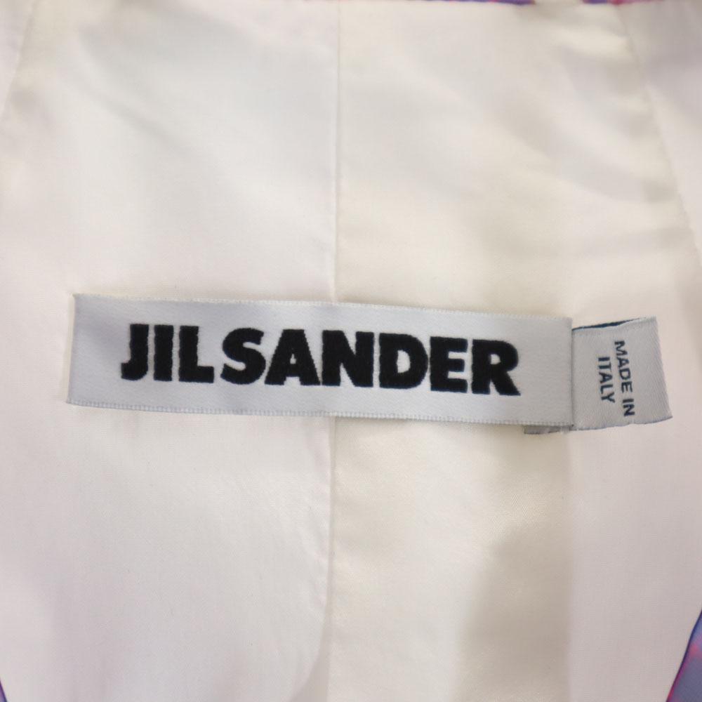 Неношеный JIL SANDER сделано в Италии Клетчатый приталенный пиджак 36 Фиолетовый Женский Б/У