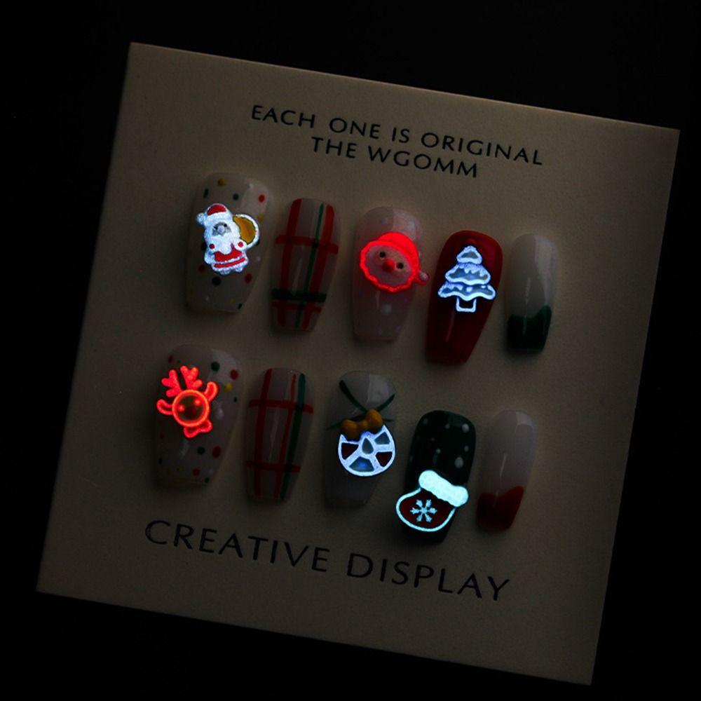 10 шт. Украшения для ногтей из смолы, маникюр с изображением лося, 3D, рождественское украшение для ногтей для женщин