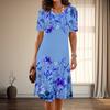Women's Fashion Graceful Flower Print Summer Spring Short Sleeve O-Neck Casual Dresses