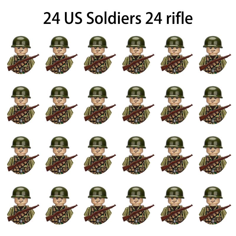 Нетоксичные 24 шт. Военные Фигурки Вторая Мировая Война Военный Продукт Фигурка Солдата Строительные Блоки Детский Праздничный Подарок Игрушки Подарки Забавные