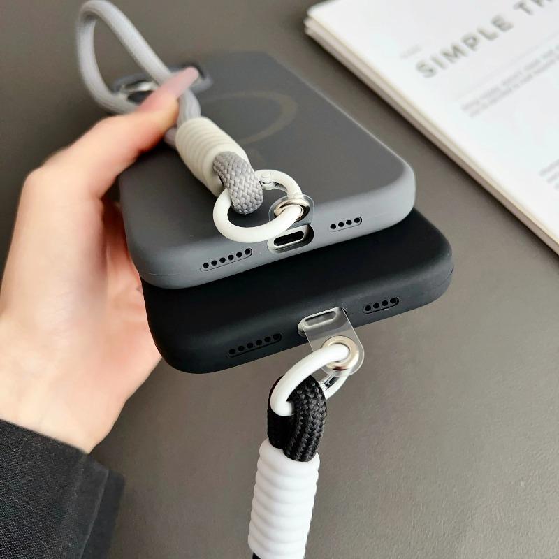 Оригинальный чехол из жидкого силикона с магнитами для iPhone 17Air 16 15 14 13 12 Pro Max Plus, Magsafe, Беспроводная зарядка, С чехлом-ремешком