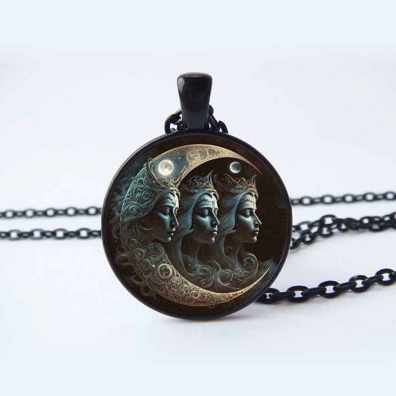 Лунная Богиня Шея Цепочка Ожерелье Кулон Стеклянный Кабошон Ожерелье Женское Ожерелье Ювелирные Изделия