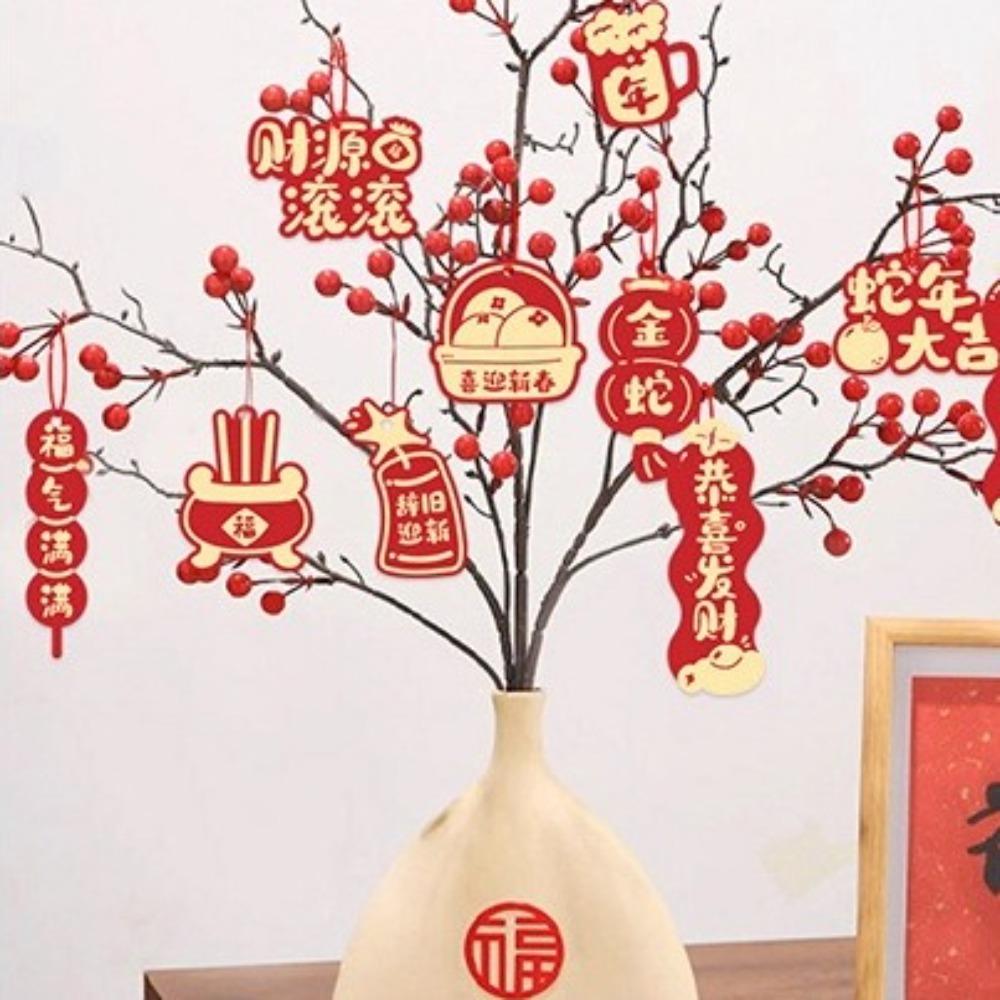 16PCS Spring Festival Blessing Card Hanging Ornament Potted Plant Decoration Snake New Year Decor