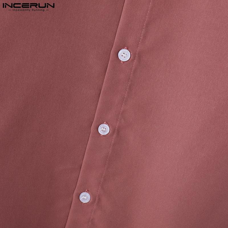 INCERUN Мужские весенние рубашки с длинным рукавом на пуговицах, нестандартные слои, топы-плащи
