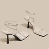 Open Toe 2024 Summer All-match Silver Sandals Women's French Square Head Stilettos Women's Stilettos High Heels  Sandals Women