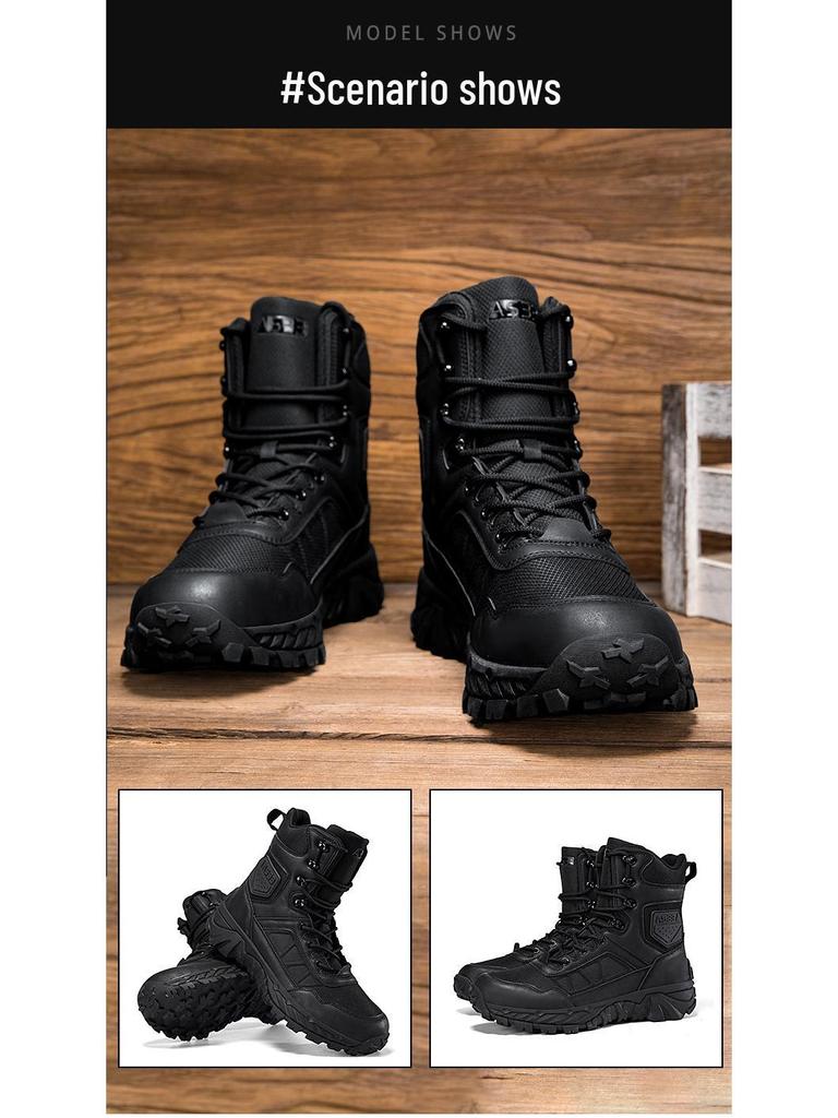 Мужские высокие тактические ботинки для улицы - Прочные, грязеотталкивающие, идеально подходят для пешего туризма и альпинизма