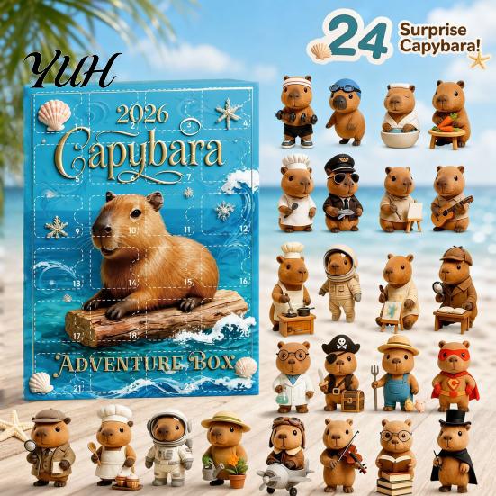 Cute Animal Countdown Collection 2026 Christmas Capybara Advent Calendars, 24 Days with Novelty Gift for Lovers 2D Hanging Ornaments, Holiday Box Kids