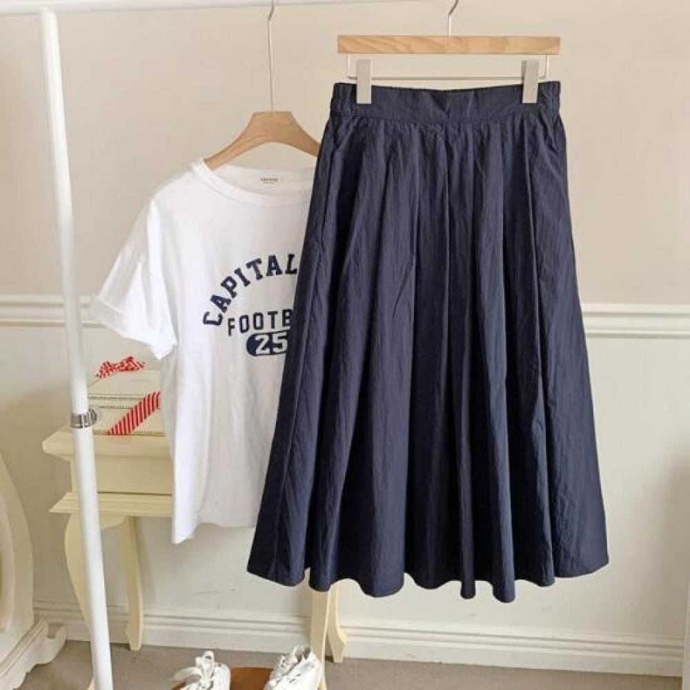 New ArrivAls Open Run Nylon Long Skirt Women A Line Summer Spring pleAt detAil