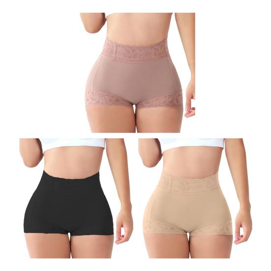 Women Underpants Seamless Lace High Waist Tummy Control Slim Fit High Elasticity Safety Pants Floral Embroidery Panties Daily Wear Underwear