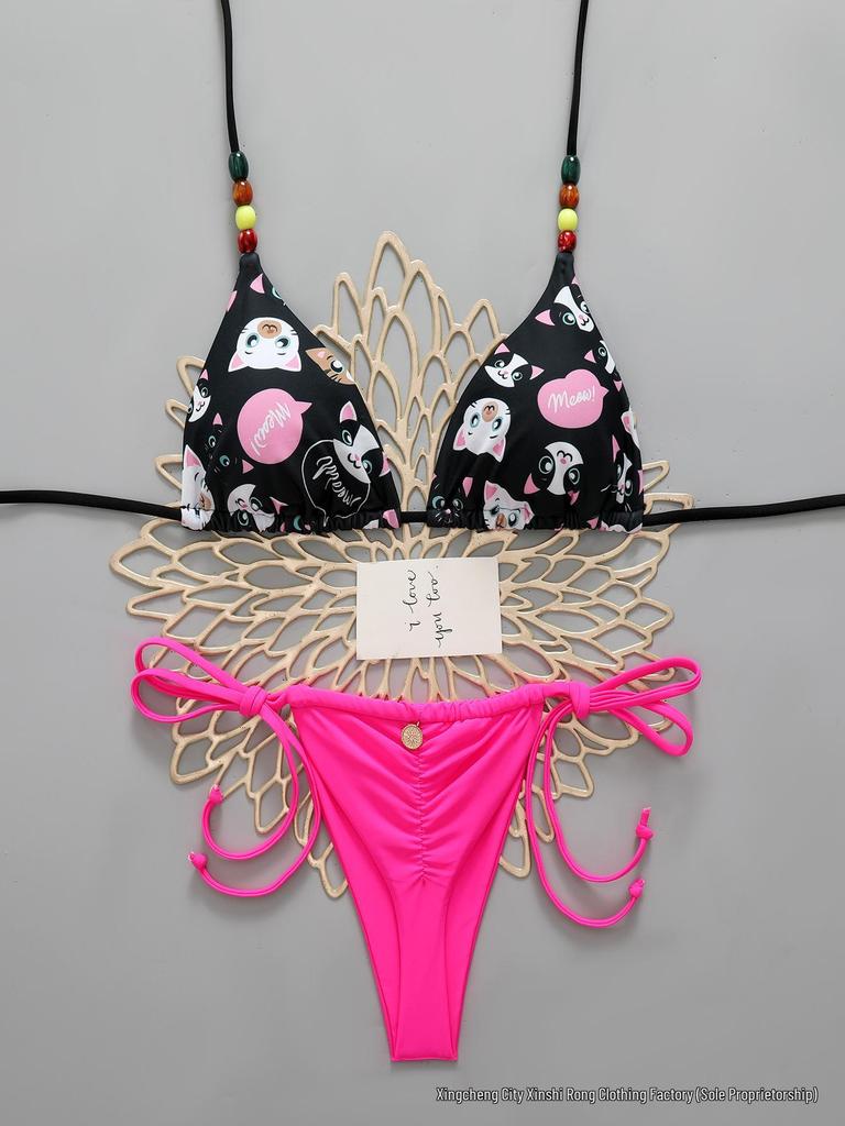 Европейский и американский Хит продаж Сексуальный Бикини-стринги с шнуровкой на Киттен-каблуке Купальник