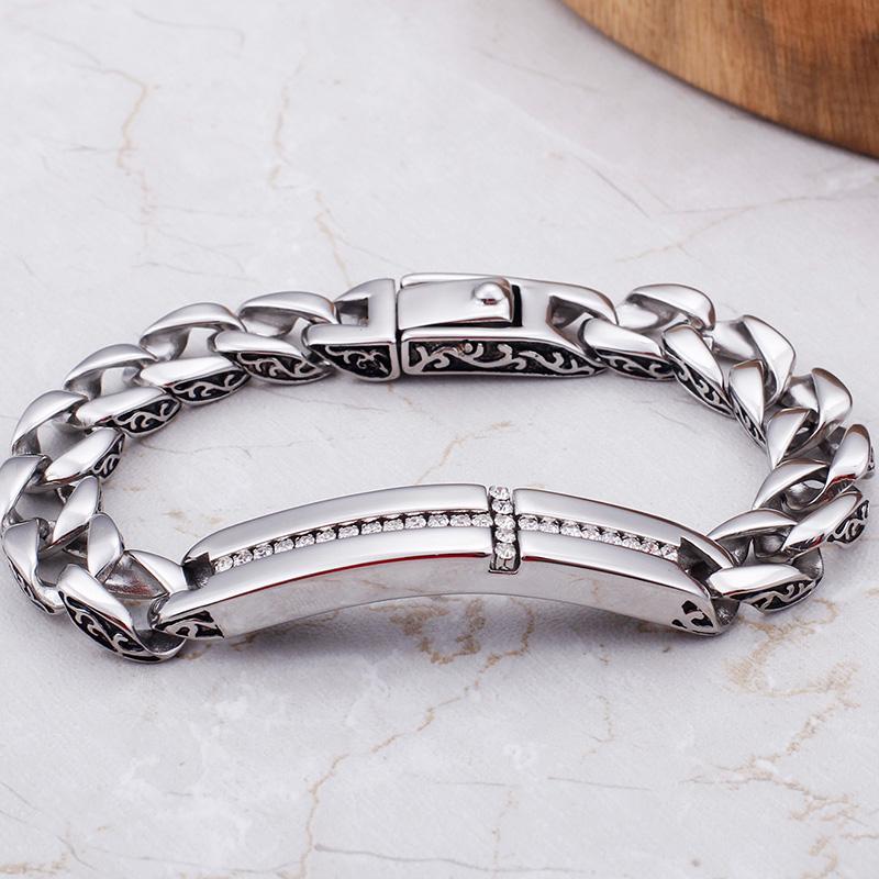 Религиозные христианские браслеты с верой и верой, мужские звенья цепи длиной 12 мм, браслет с крестом на руке, браслет из нержавеющей стали с ювелирными изделиями из фианита