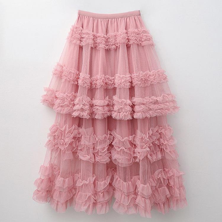 Юбка-свинг Heavy Work, многослойная юбка-торт, пышная юбка, универсальная однотонная юбка-трапеция с высокой талией, многослойная юбка-бюстье