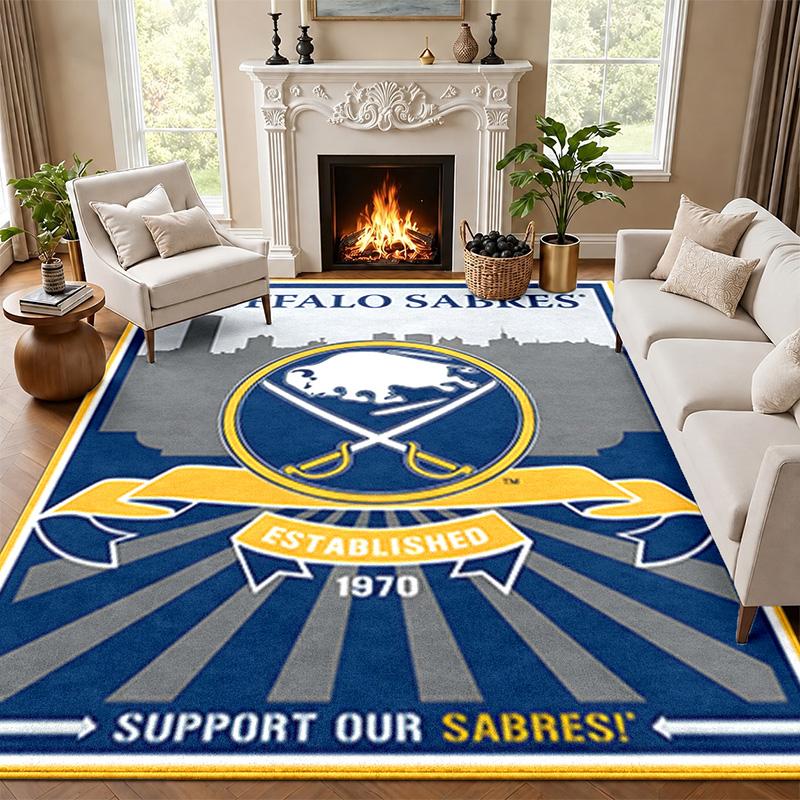 Buffalo Sabres Carpet Door Mat for Living Room or Bedroom Protective Mat Under Chair Office Decoration Christmas Gift Birthday Present
