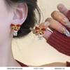 Серьги-пусеты в ретро-стиле с красной глазурью «капля» для женщин - Уникальный нишевый дизайн начала осени