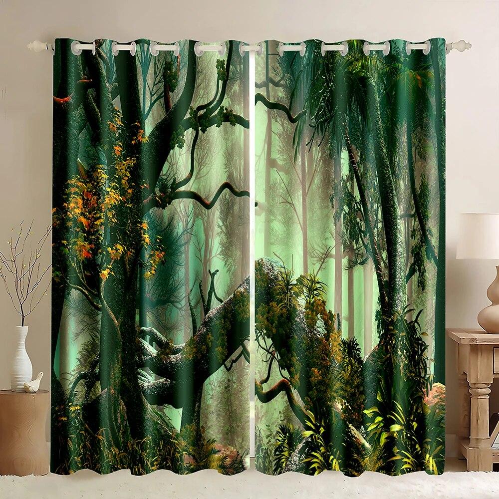 3D печать лес дерево пейзаж тонкие оконные шторы джунгли дикая природа ботанический принт узор для гостиной спальни