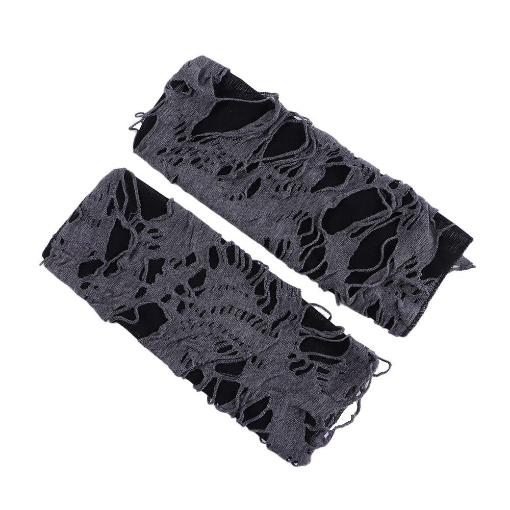 Митенки Унисекс Готические Черные С Прорезями и Разрывами Перчатки Без Пальцев Панк Перчатки