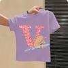 New Capibara Cute T-shirt Kids Anime Capybara Letter A-Z Tees Girls in Summer Short Sleeve Tops Children's Clothing Short Sleeve