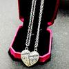2 Pcs/Set  Mom Mother & Daughter Love Heart Pendant Charm Chain Necklace MIT