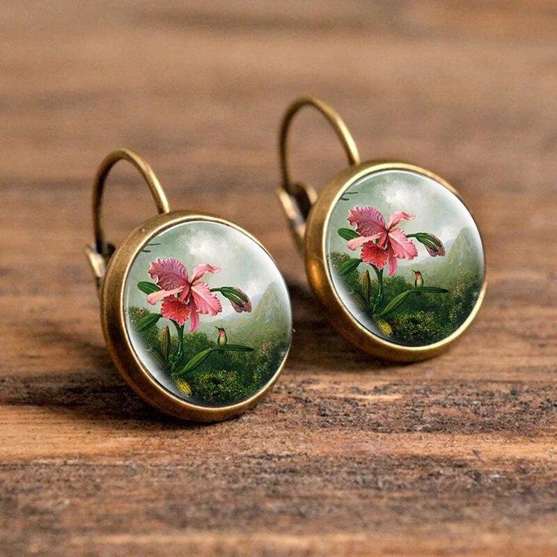 Серьги из стеклянного сплава с цветочным куполом, модные женские подарочные украшения