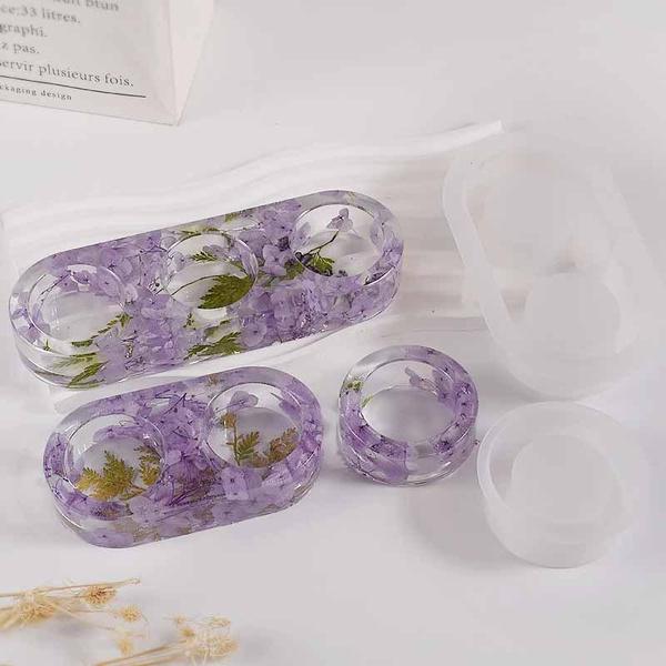 Round Candle Holder Silicone Mold Cement Candlestick Mould DIY Plaster Epoxy Resin Handicraft Molds Home Dinner Decor