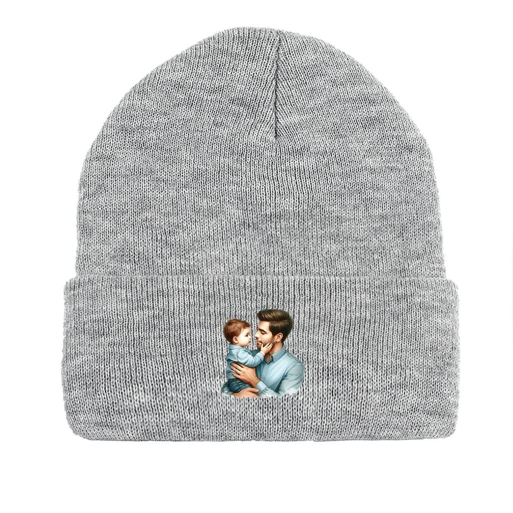 Father Family Print Knitted Hat Beanie, Skull Cap Thermal Cozy Sporting Bonnet Knit Cap Beanie